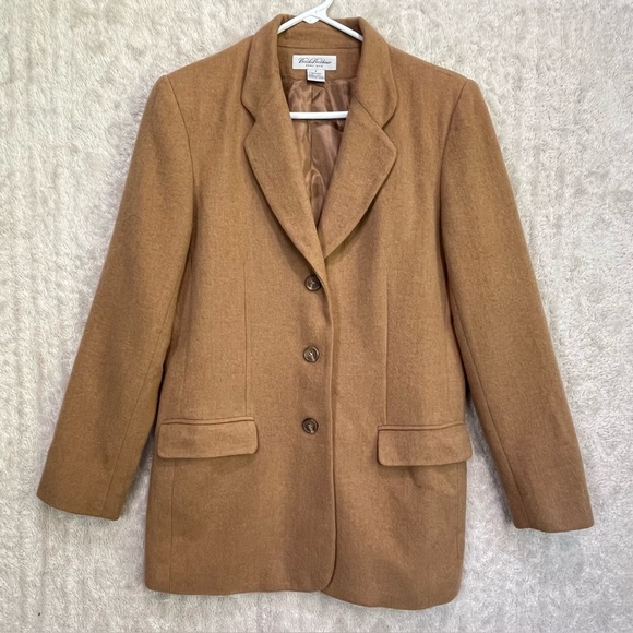 Brooks Brothers Jackets & Blazers - Brooks Brothers Tan Womens Camel Hair Wool Blazer Sz 8 Button Career Office Work